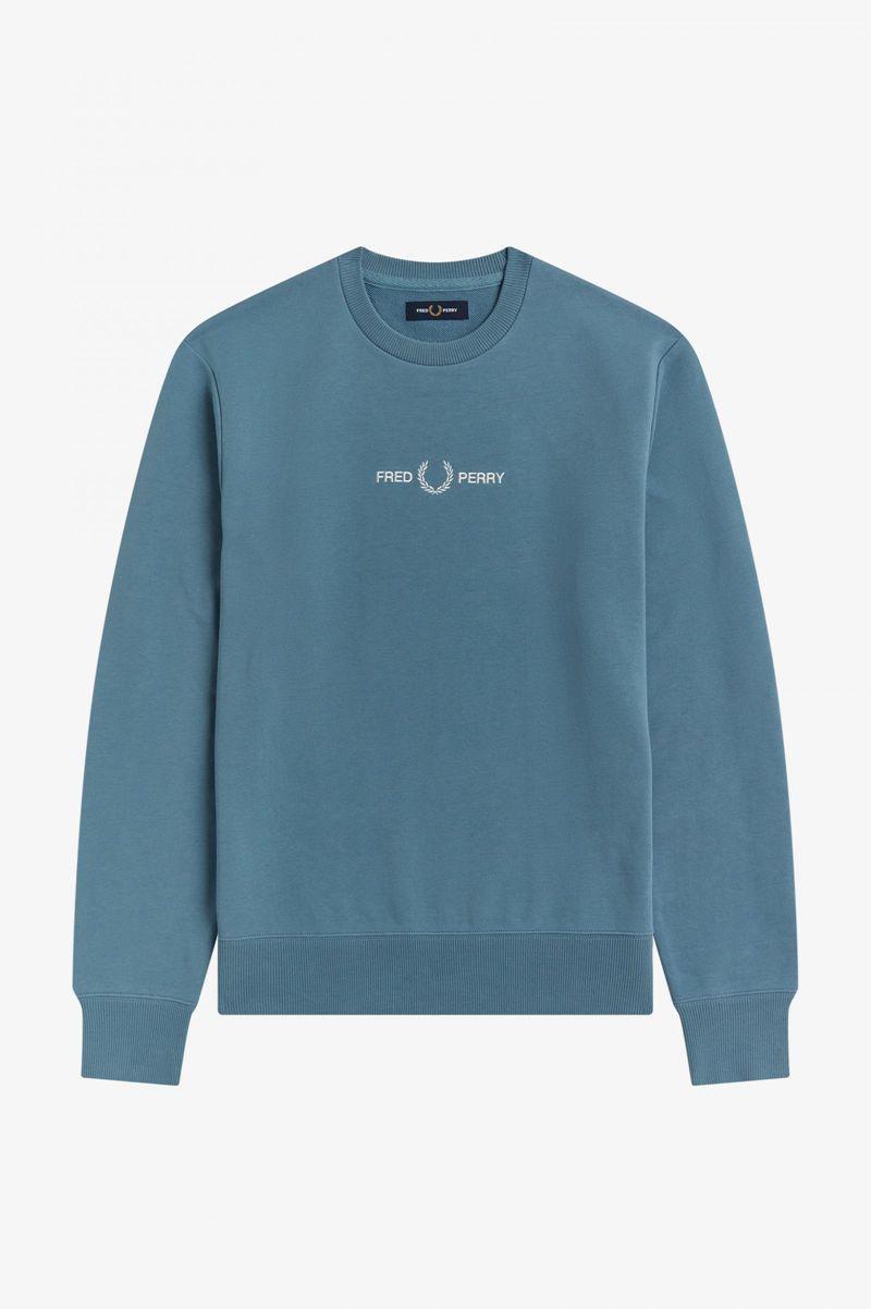 Grey Blue Fred Perry Embroidered Men's Sweatshirts | PH 1578BEXC